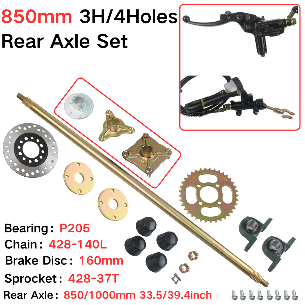 Sprocket - Ensemble complet d'essieu arrière 850 mm