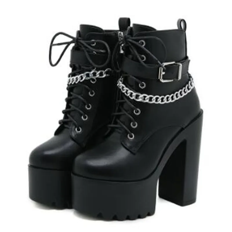 Bottes gothiques en cuir à pla - Motorcycle Chain avis et prix