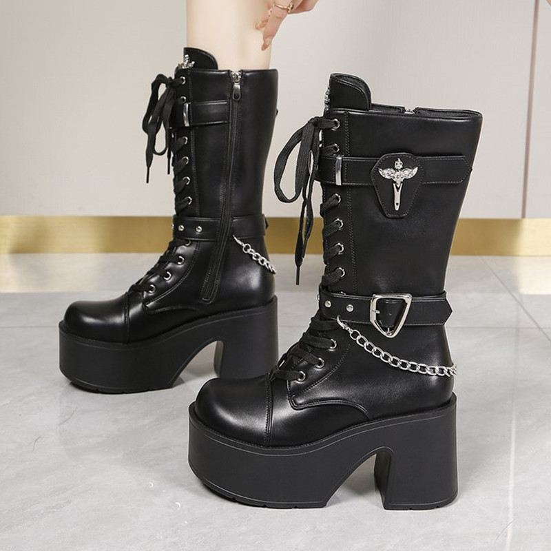 Bottes mi-mollet à plateforme  - Motorcycle Chain avis et prix